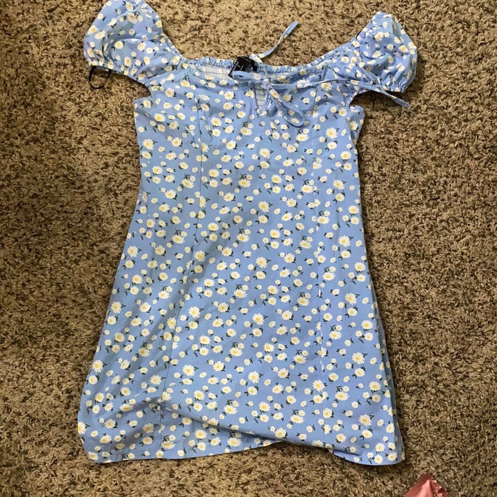 Blue cotton cap sleeve dress - Picture 1 of 3